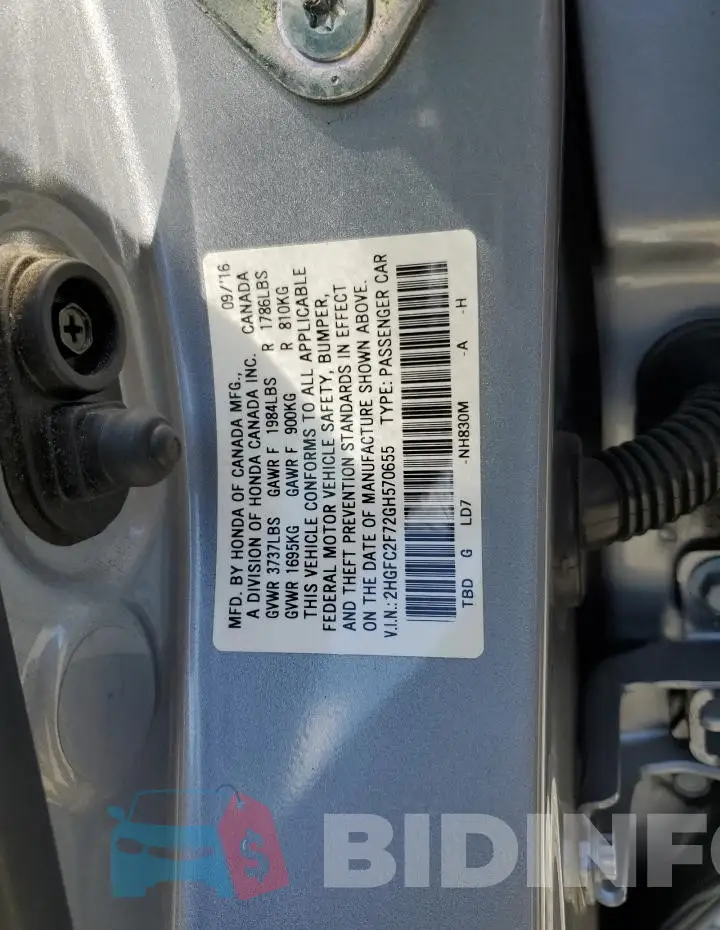 2HGFC2F72GH570655 Photo# 13