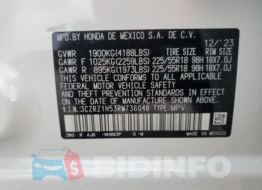3CZRZ1H53RM736048 Photo# 12