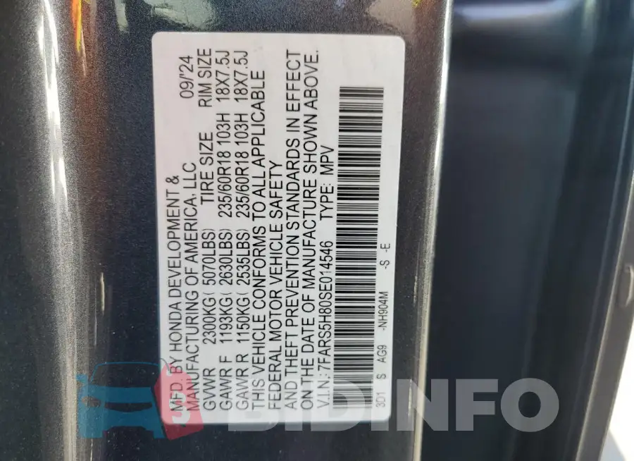 7FARS5H80SE014546 Photo# 14