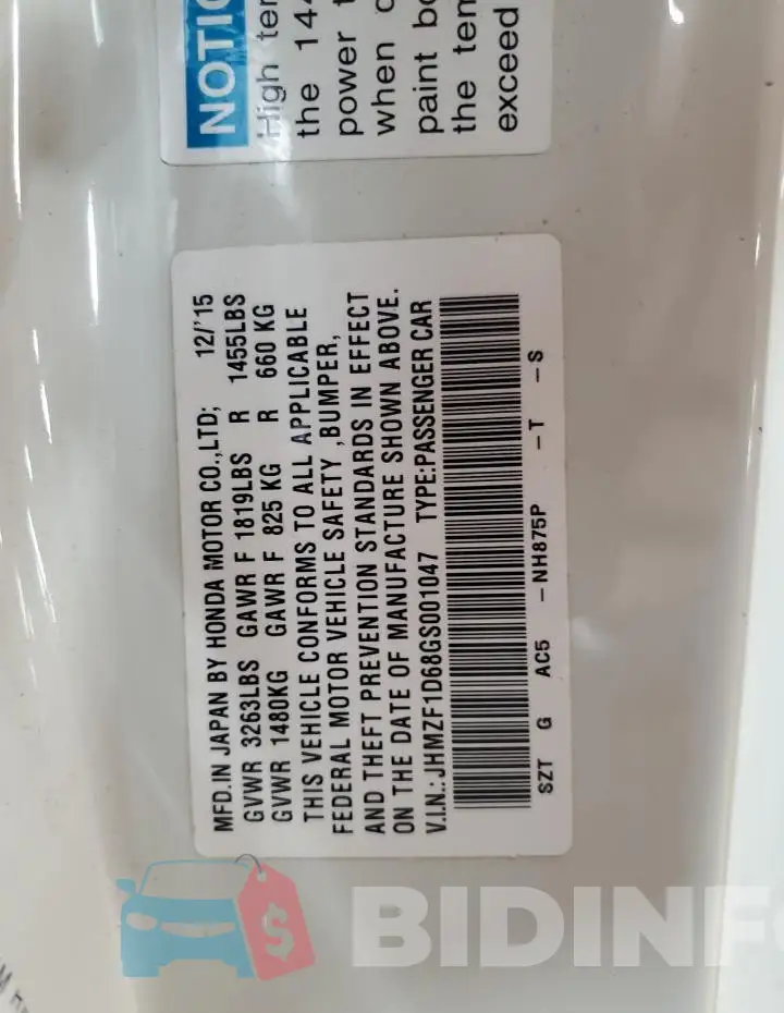 JHMZF1D68GS001047 Photo# 12