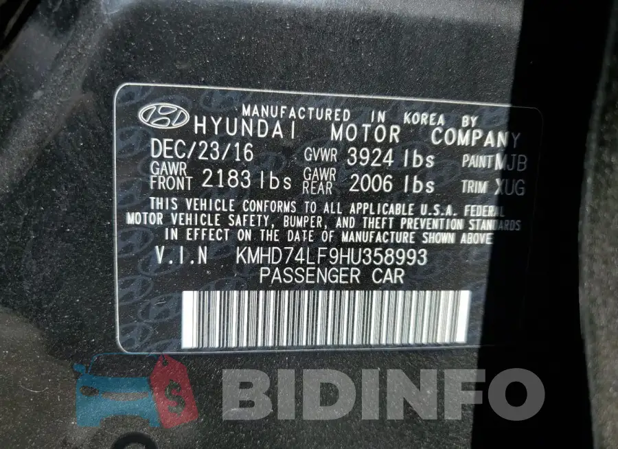 KMHD74LF9HU358993 Photo# 13