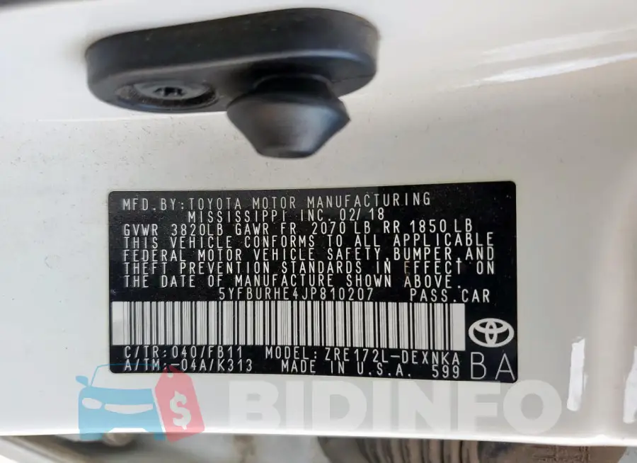 5YFBURHE4JP810207 Photo# 12