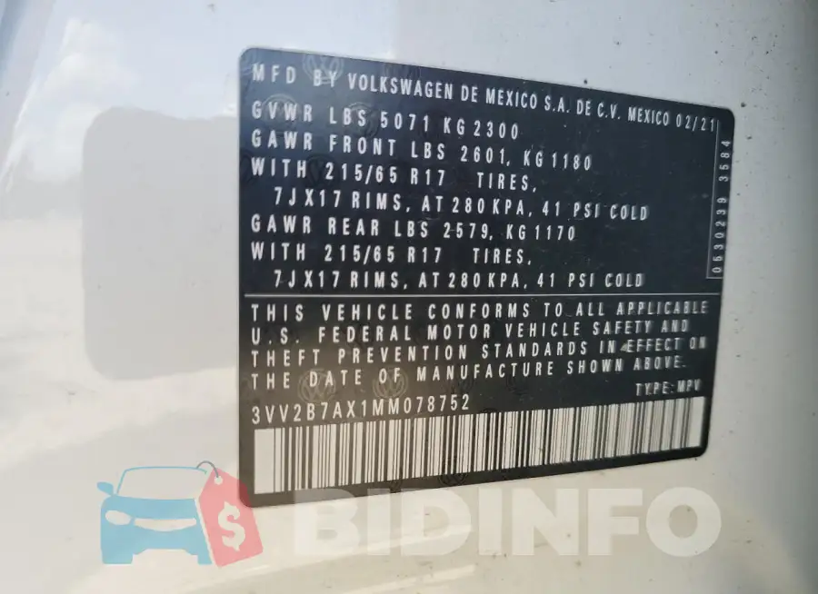 3VV2B7AX1MM078752 Photo# 13