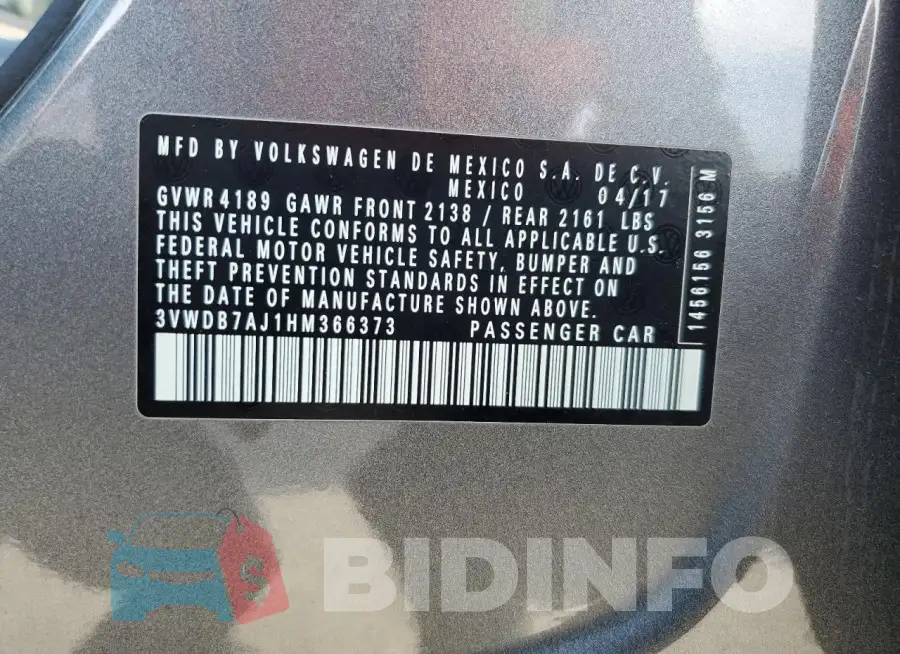 3VWDB7AJ1HM366373 Photo# 12