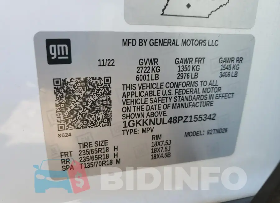 1GKKNUL48PZ155342 Photo# 13