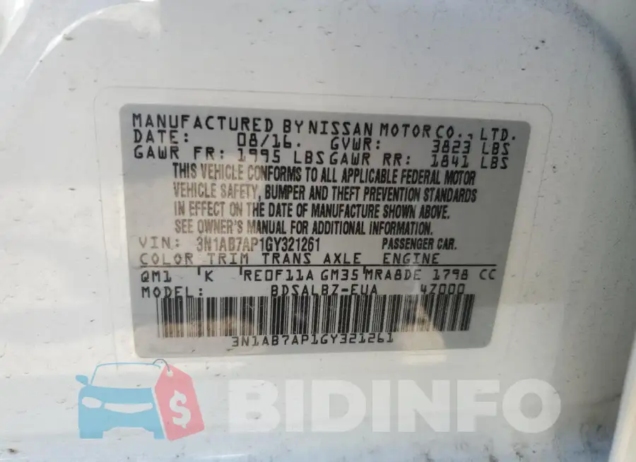 3N1AB7AP1GY321261 Photo# 12