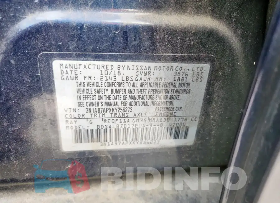 3N1AB7APXKY256273 Photo# 12