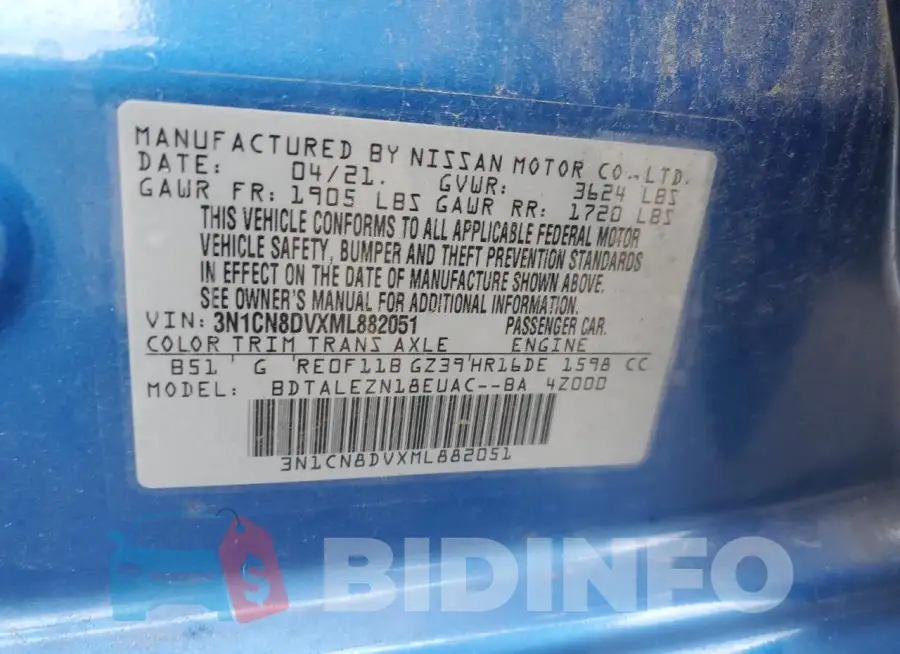3N1CN8DVXML882051 Photo# 12