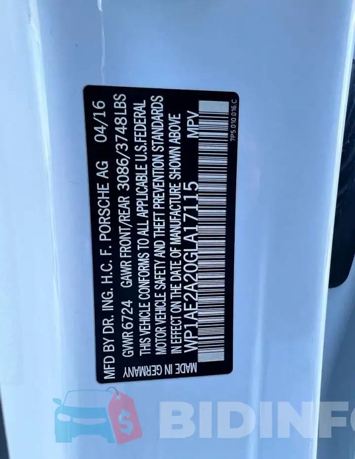 WP1AE2A20GLA17115 Photo# 10