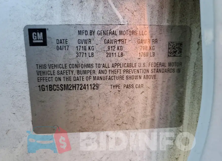 1G1BC5SM2H7241129 Photo# 12