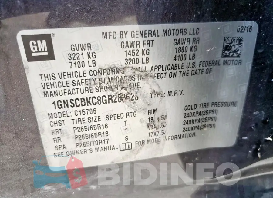 1GNSCBKC8GR283523 Photo# 14