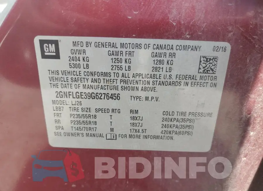2GNFLGE39G6276456 Photo# 13