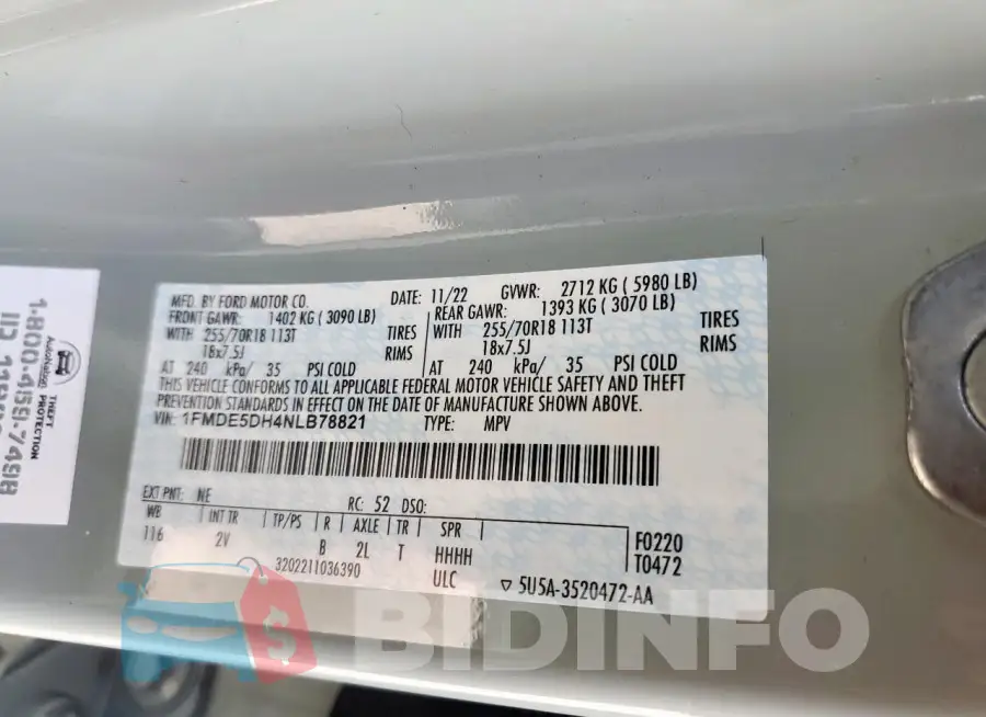 1FMDE5DH4NLB78821 Photo# 14
