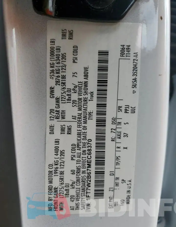 1FT7W2B67MEC68370 Photo# 12