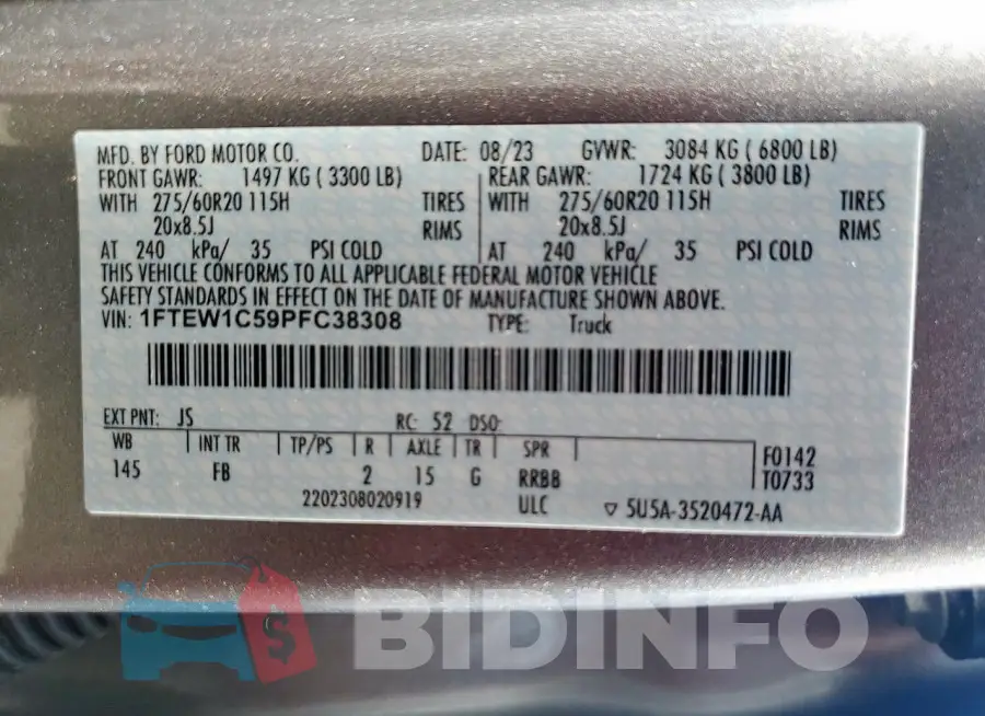 1FTEW1C59PFC38308 Photo# 12
