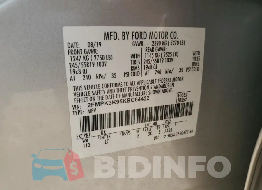2FMPK3K95KBC64432 Photo# 13
