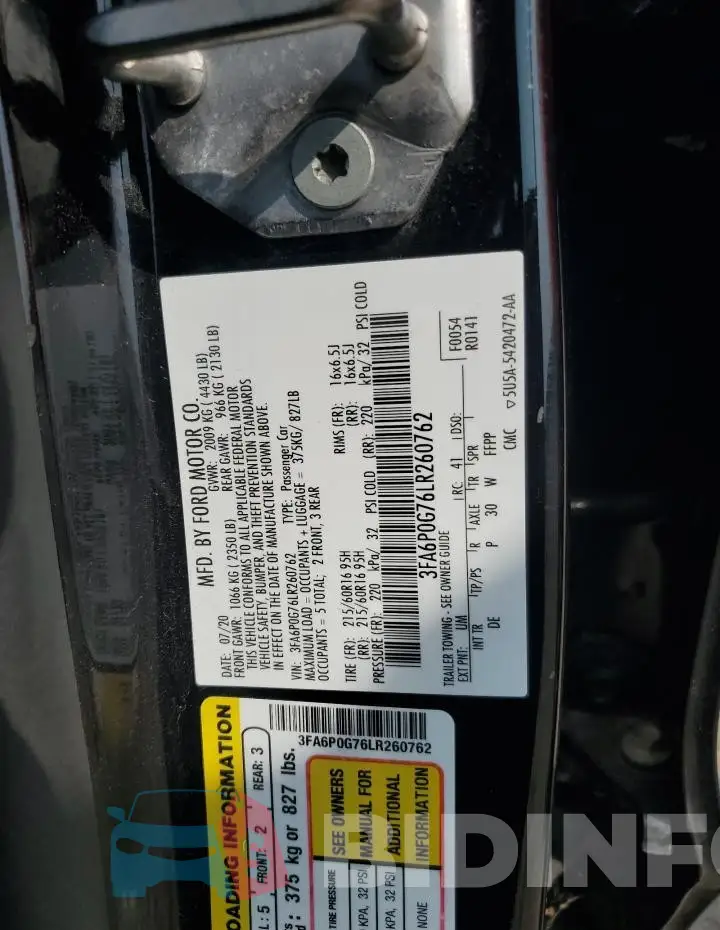 3FA6P0G76LR260762 Photo# 12