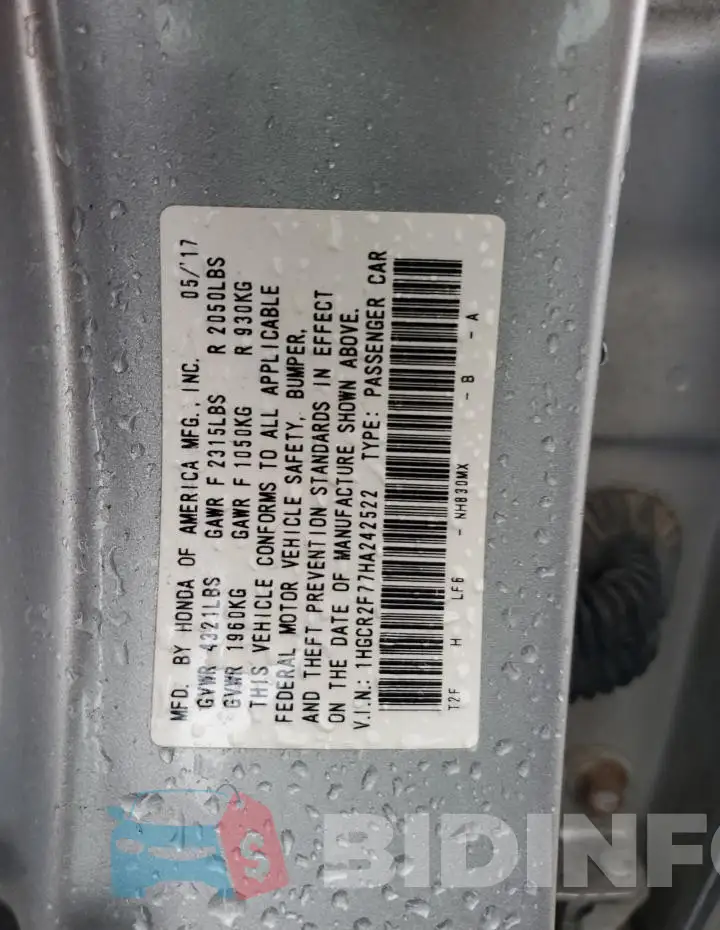 1HGCR2F77HA242522 Photo# 12