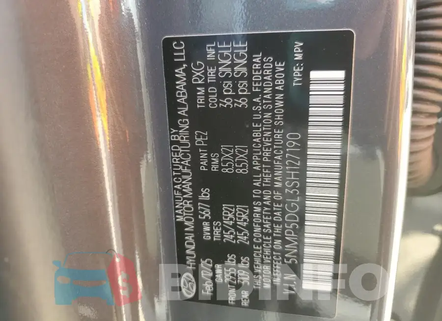 5NMP5DGL3SH127190 Photo# 13