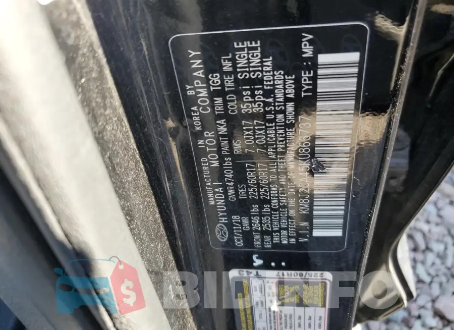 KM8J2CA45KU866737 Photo# 12