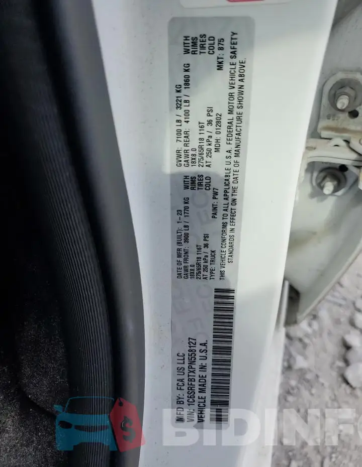 1C6SRFBTXPN558127 Photo# 12