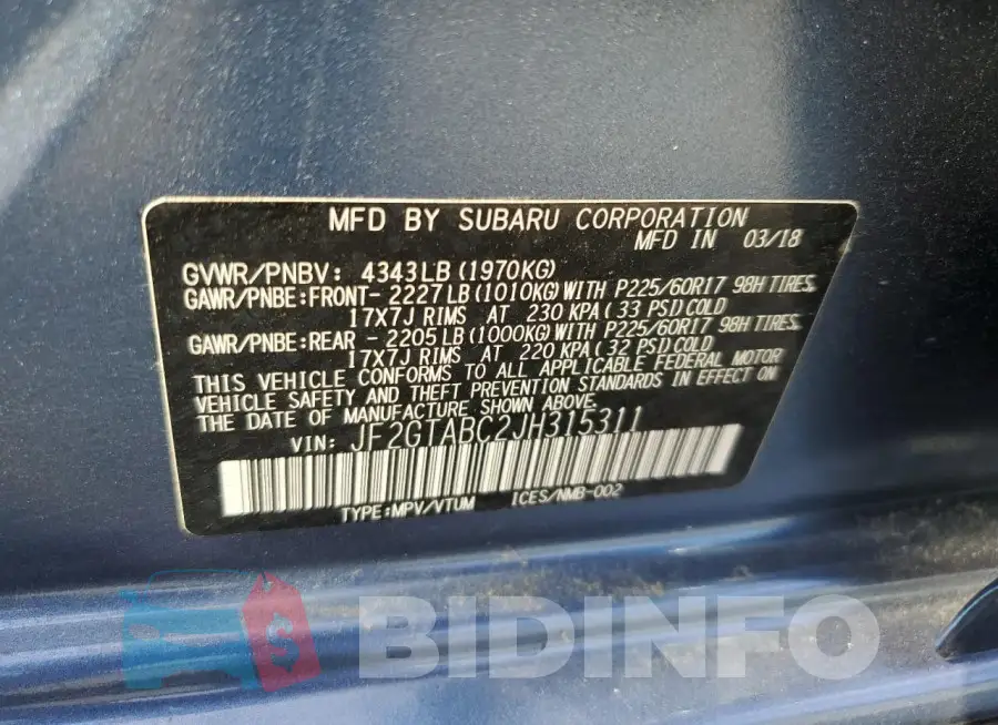 JF2GTABC2JH315311 Photo# 13