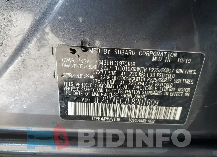 JF2GTAEC7L8201609 Photo# 13