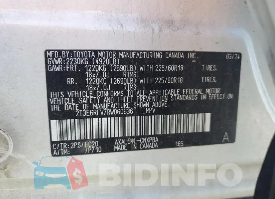 2T3E6RFV7RW060636 Photo# 13