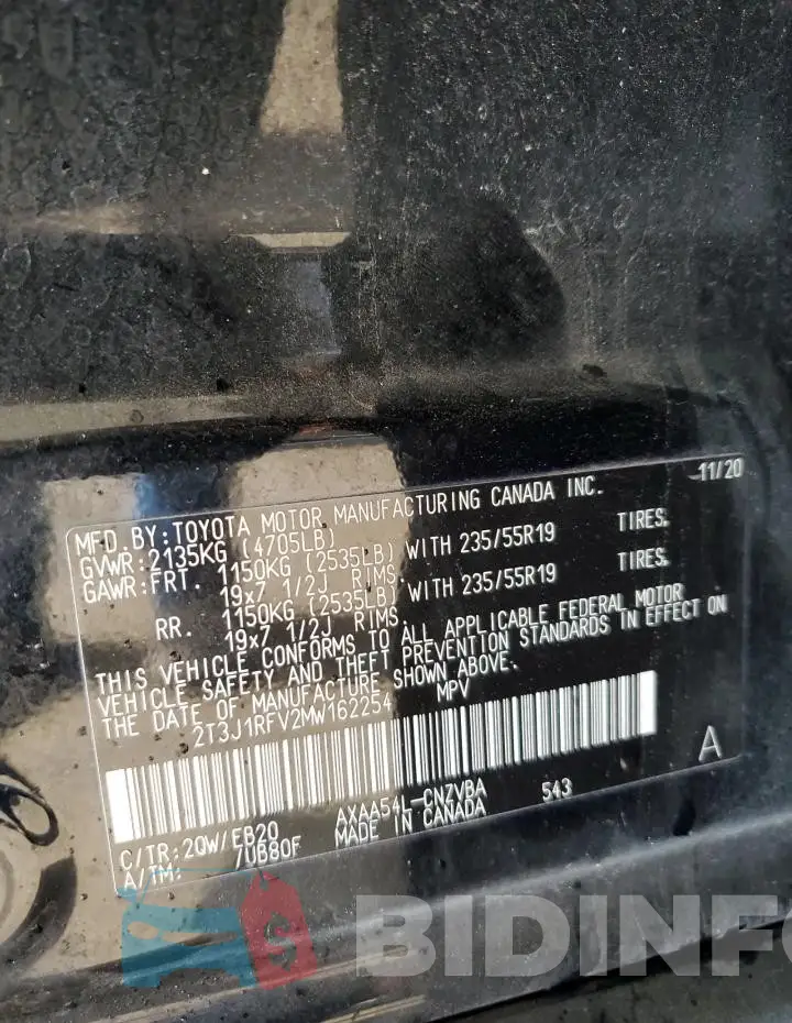 2T3J1RFV2MW162254 Photo# 14