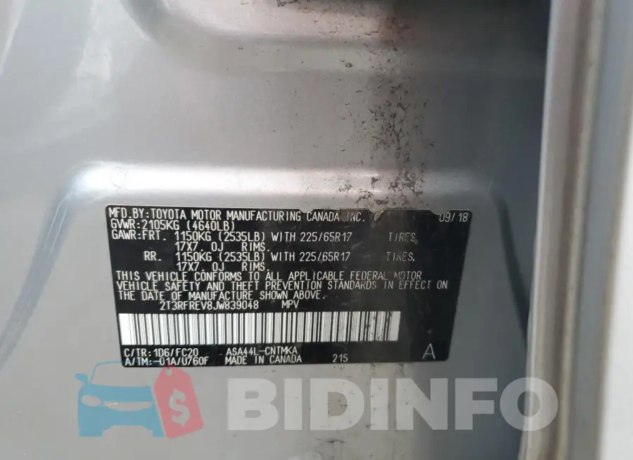 2T3RFREV8JW839048 Photo# 13