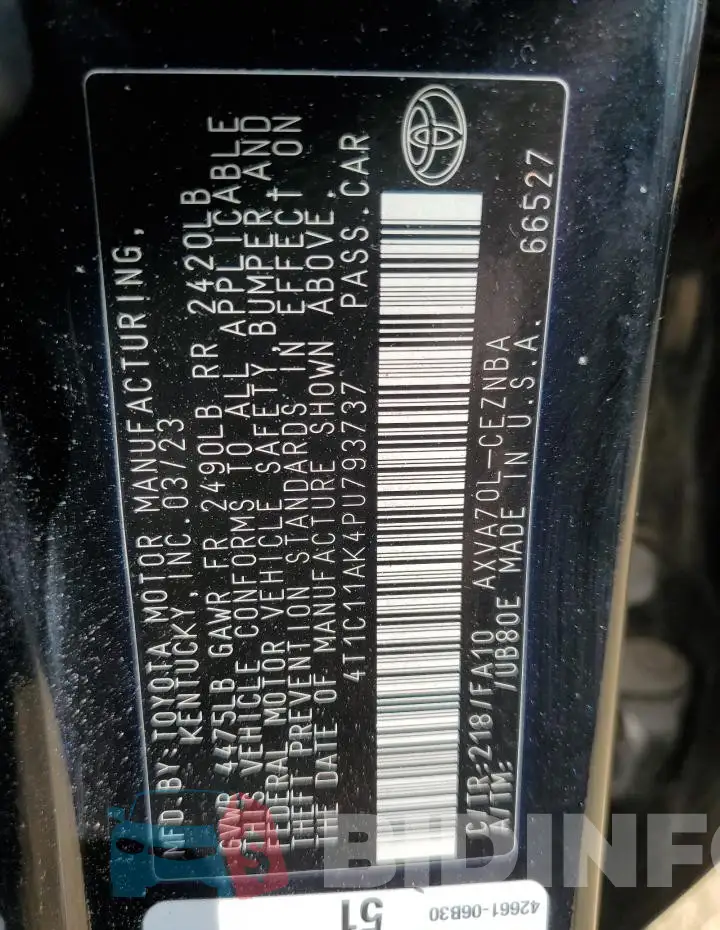 4T1C11AK4PU793737 Photo# 12