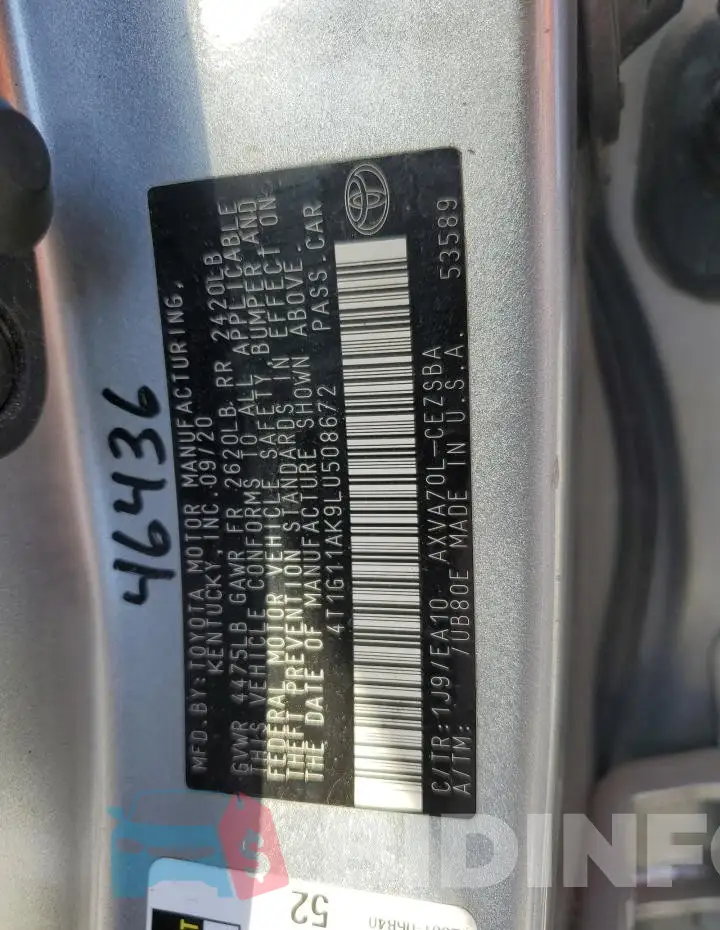 4T1G11AK9LU508672 Photo# 12