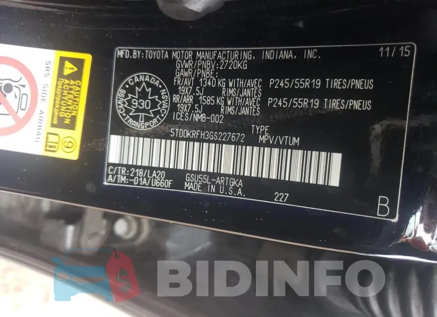 5TDDKRFH3GS227672 Photo# 14
