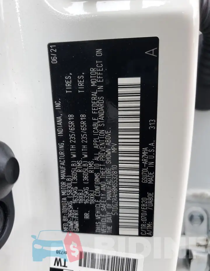 5TDGZRAH8MS532810 Photo# 13