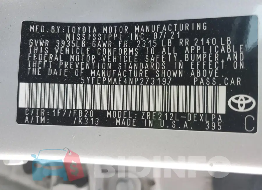 5YFEPMAE4NP273197 Photo# 12
