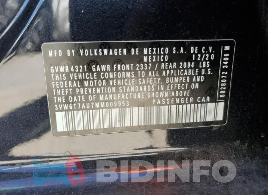 3VW6T7AU7MM009953 Photo# 12