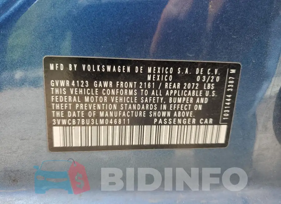 3VWCB7BU3LM046811 Photo# 12