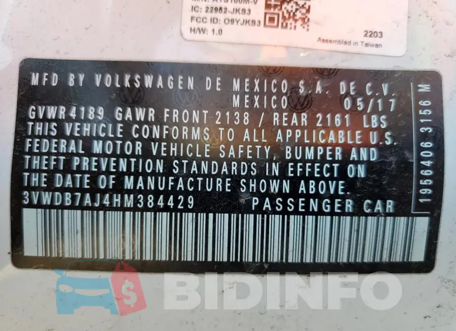 3VWDB7AJ4HM384429 Photo# 12