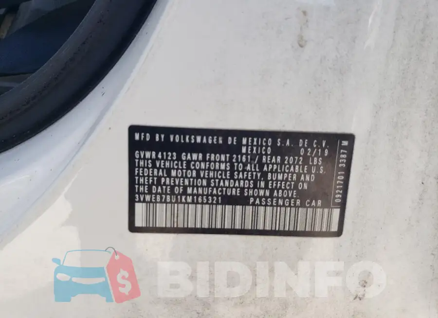 3VWEB7BU1KM165321 Photo# 12