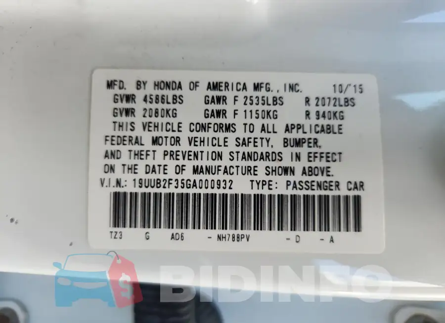 19UUB2F35GA000932 Photo# 12