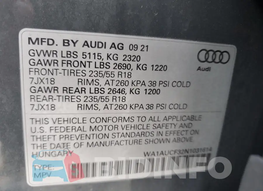 WA1AUCF32N1031614 Photo# 13