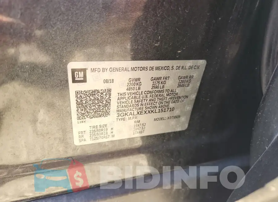 3GKALXEXXKL151710 Photo# 13