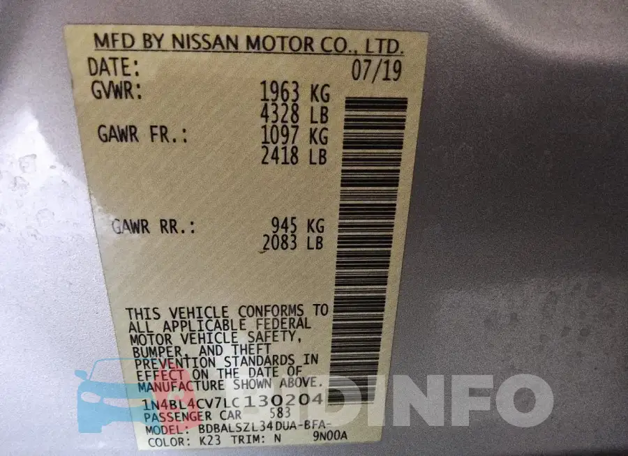 1N4BL4CV7LC130204 Photo# 12