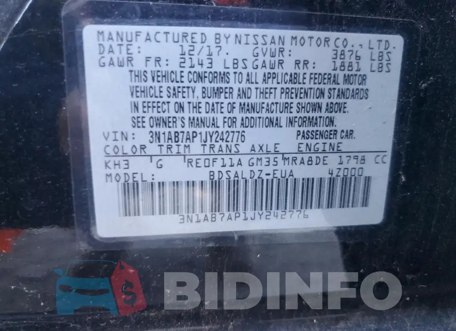 3N1AB7AP1JY242776 Photo# 12