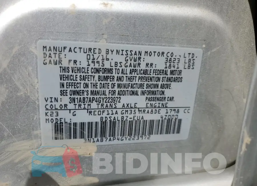 3N1AB7AP4GY223972 Photo# 13