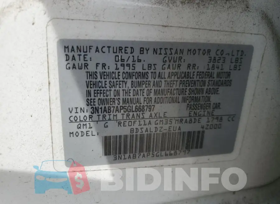 3N1AB7AP5GL668797 Photo# 12