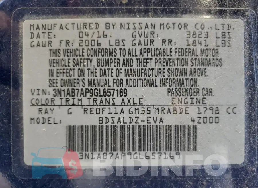 3N1AB7AP9GL657169 Photo# 13