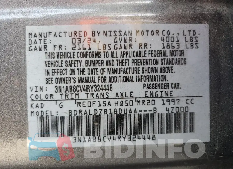 3N1AB8CV4RY324448 Photo# 12