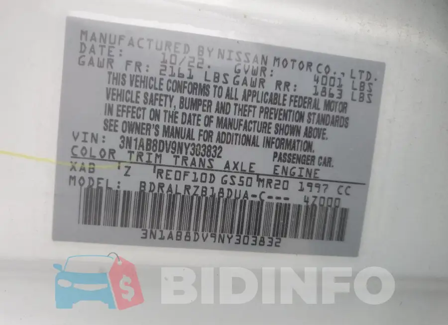 3N1AB8DV9NY303832 Photo# 13