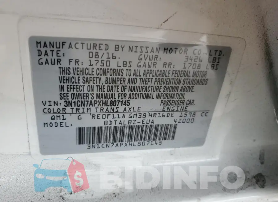 3N1CN7APXHL807145 Photo# 12
